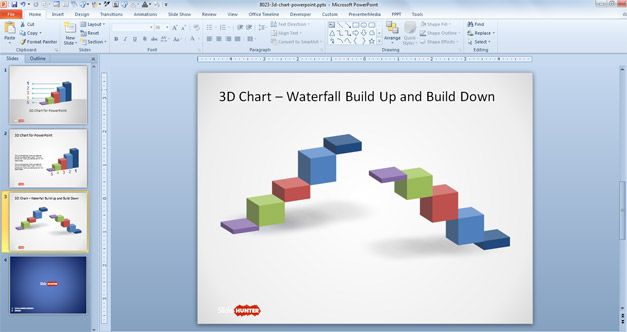 Free 3d Concept Bar Chart Design For Powerpoint Free Powerpoint Templates Slidehunter Com Powerpoint Waterfall Chart Template