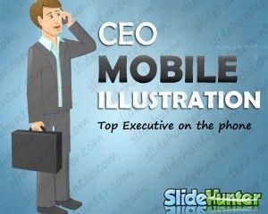 CEO Mobile Cartoon Illustration for PowerPoint Presentations CEO Mobile Cartoon Illustration for PowerPoint Presentations
