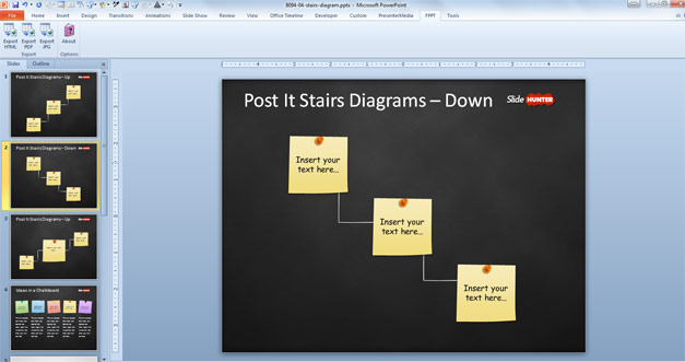 Free PowerPoint Stairs Diagram Template With Post It Notes Free 
