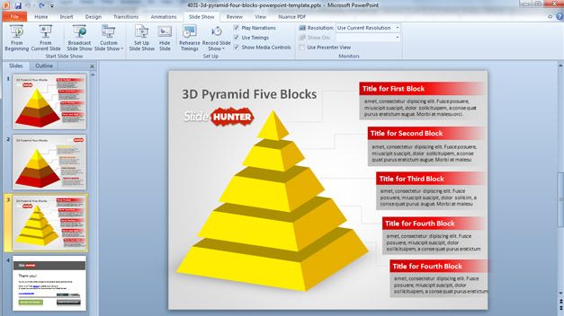 Free 3d Pyramid Four Blocks Powerpoint Template Free Powerpoint Templates Slidehunter Com