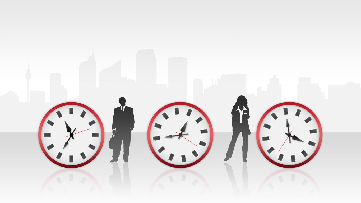 Widescreen Time Management Red PowerPoint Template (16:9)