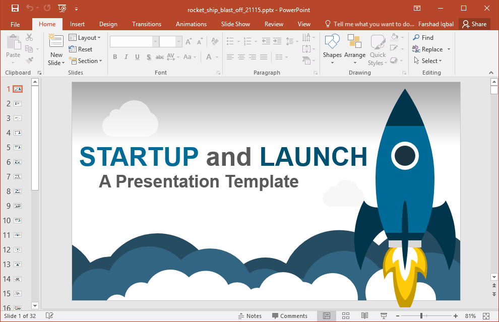 Animated Launching Startup Powerpoint Template