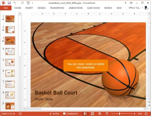 Animated Basketball Court Template For Powerpoint
