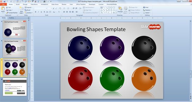 6 Bowling balls shapes with different colors