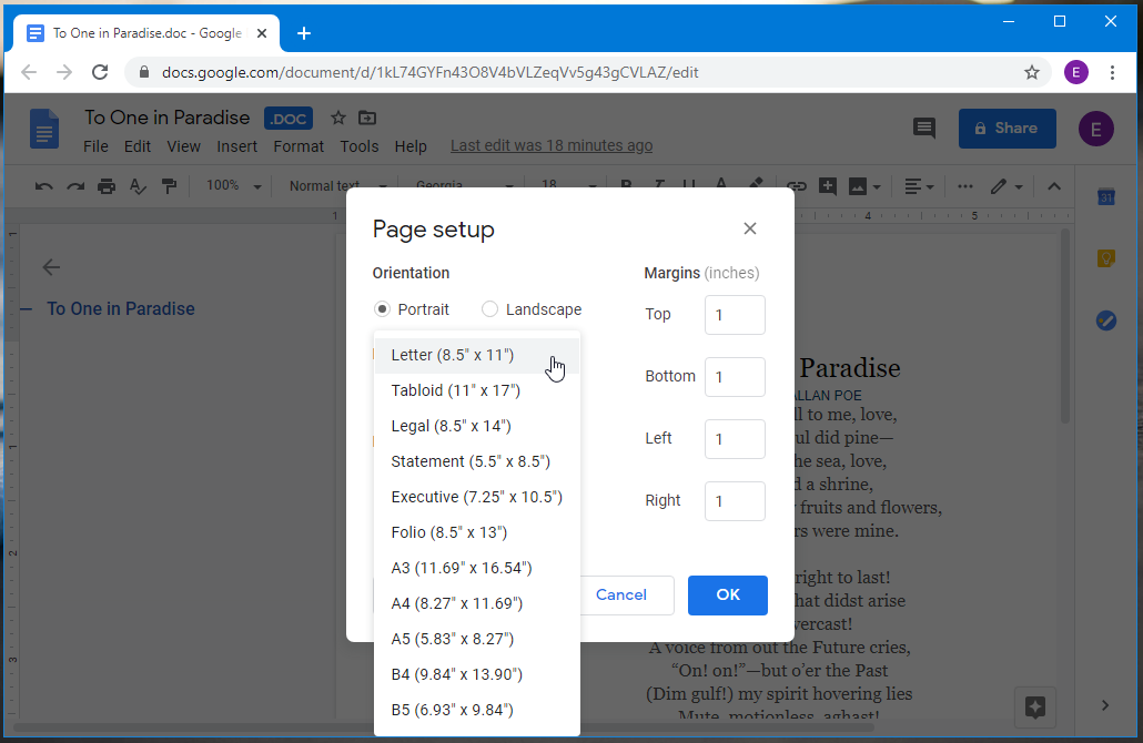 how to adjust image size in google docs