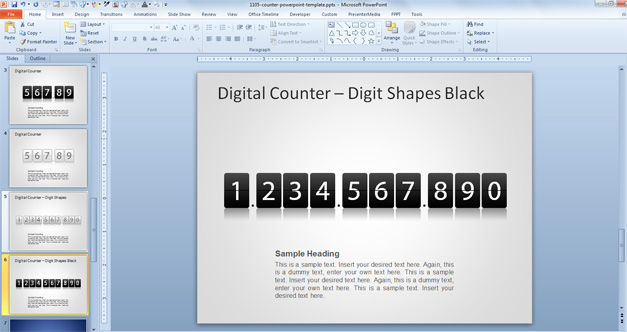 Example of digits in a Digital Counter PowerPoint template