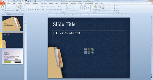 Internal slide design of confidential folder for PowerPoint