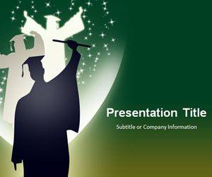 Graduation PowerPoint Template Green Background