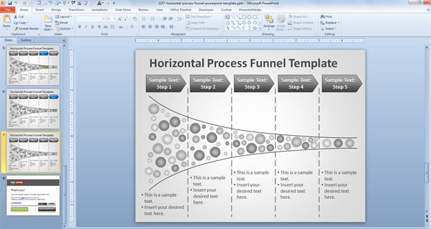 Horizontal Process Funnel PowerPoint Template