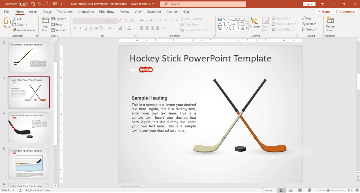 Free Hockey Stick PowerPoint Template - Free PowerPoint Templates ...