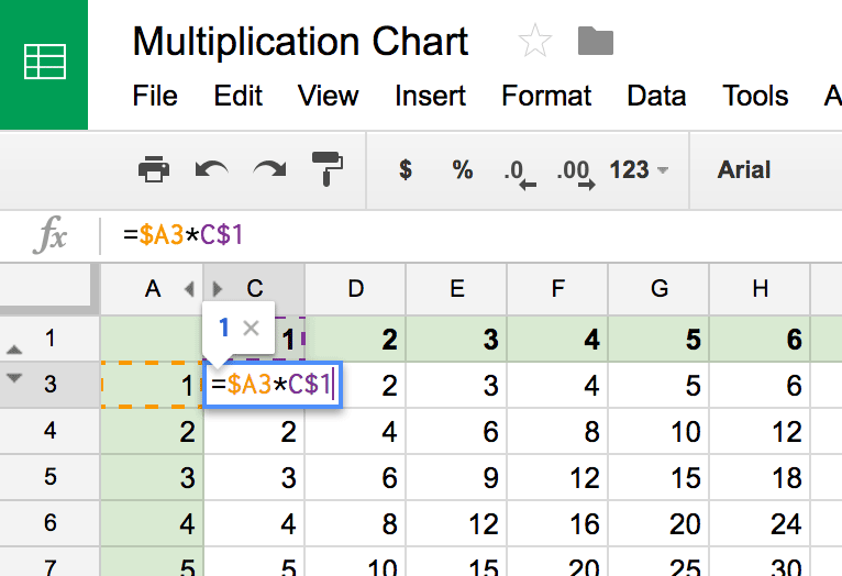 Google Multiplication Chart