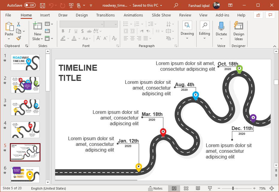 Animated Road Timeline for PowerPoint