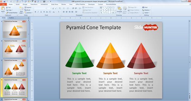 Plantilla PowerPoint con Pirámide Cono