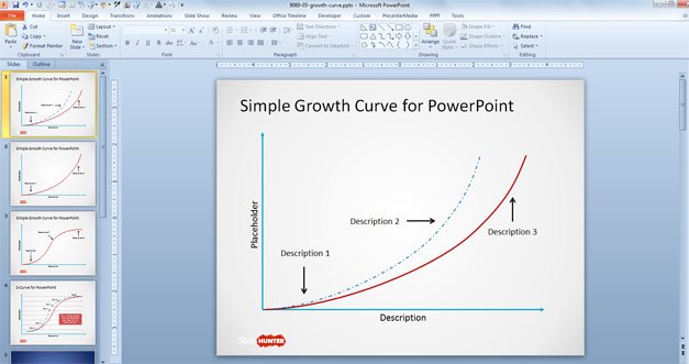 Example of growth lines for PowerPoint presentations