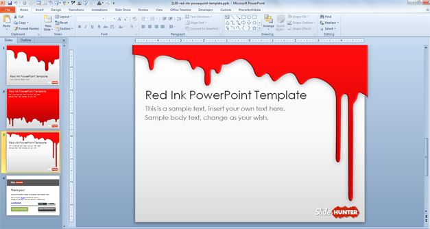 Free Red Ink Powerpoint Template Free Powerpoint Templates